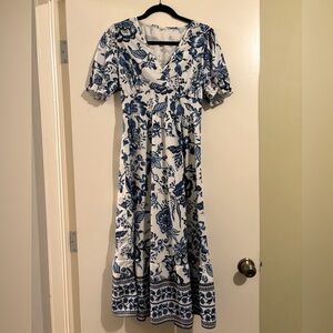 SHEIN Blue Floral Midi Dress